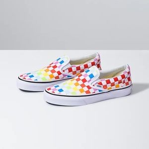 Rainbow checkerboard Vans